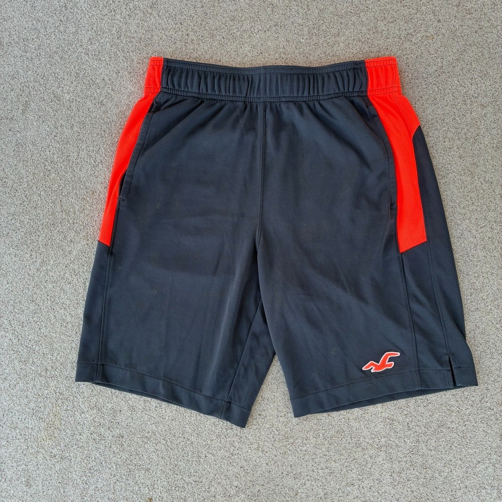 Hollister California Mens XS Athletic Shorts - Grey-Orange Mesh Gymwear